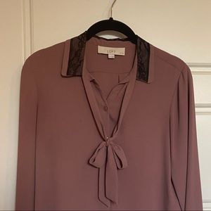 LOFT tie collar top size small petite